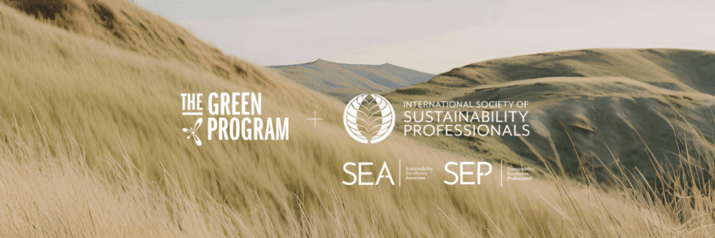 The GREEN Program and International Society of Sustainability Professionals Announce Strategic Partnership to Advance Sustainability Education and Professional Development 1 The GREEN Program and International Society of Sustainability Professionals logos showcasing their partnership announcement for sustainability education and training, emphasizing continuing education credits and professional development.